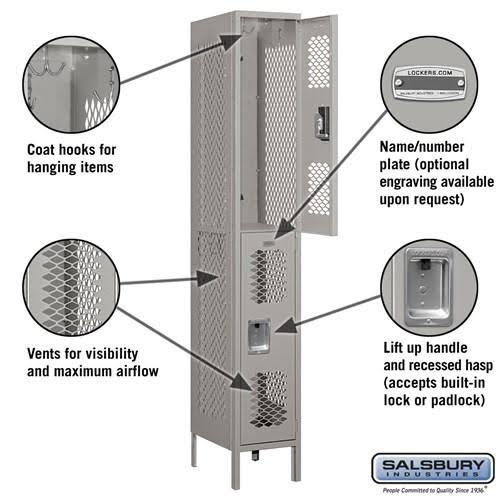 12x22 Wide Double Tier Vented Metal Locker O112096