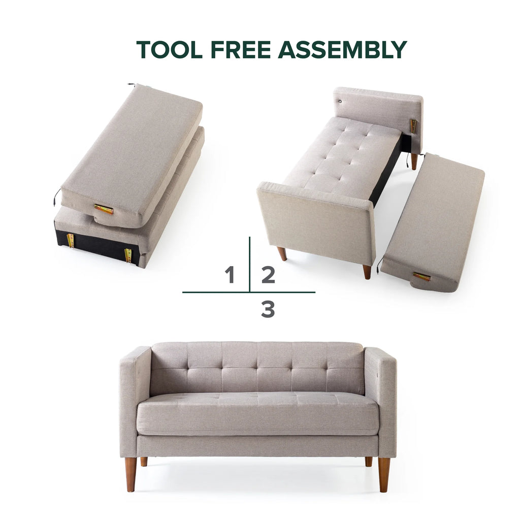 Oatmeal 2 Seat Loveseat with USB Ports E4856