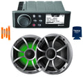 Marine AM/FM/BT Stereo with 1 Pair 6.5" RGB Marine Coaxial Speakers M9244