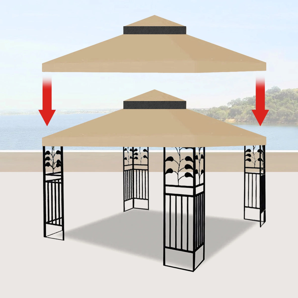 10x10 Ft Double Tiered Gazebo Cover B437466