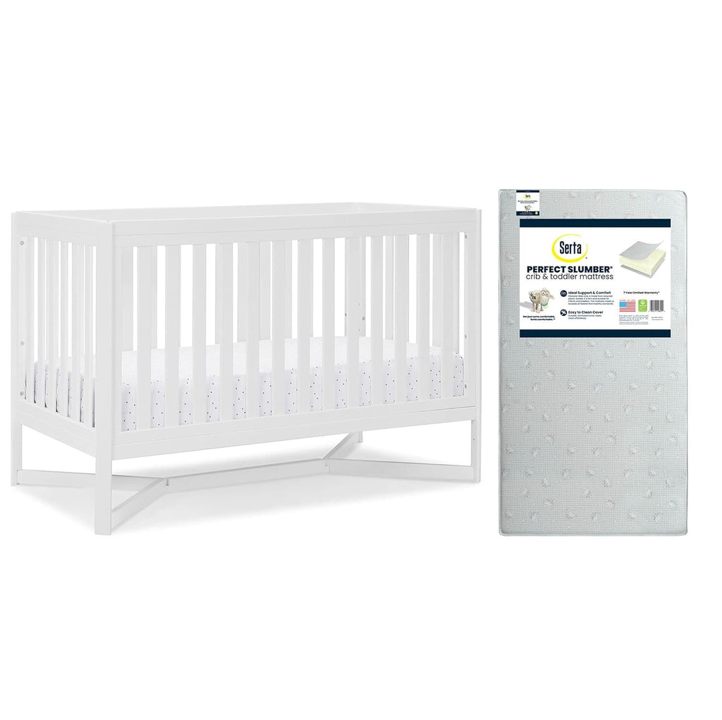 Midnight Grey 4-in-1 Convertible Crib with Crib & Toddler Mattress C126