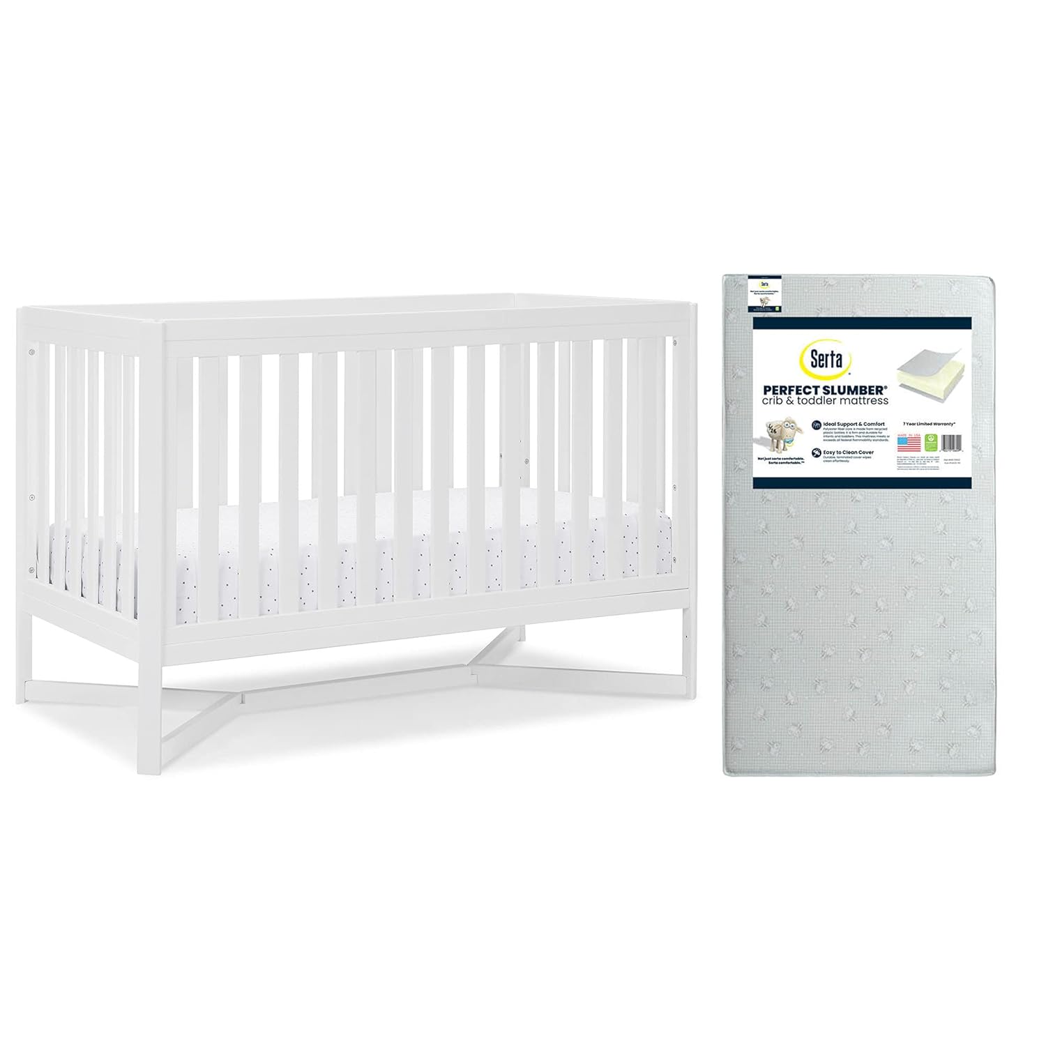 Midnight Grey 4-in-1 Convertible Crib with Crib & Toddler Mattress C126