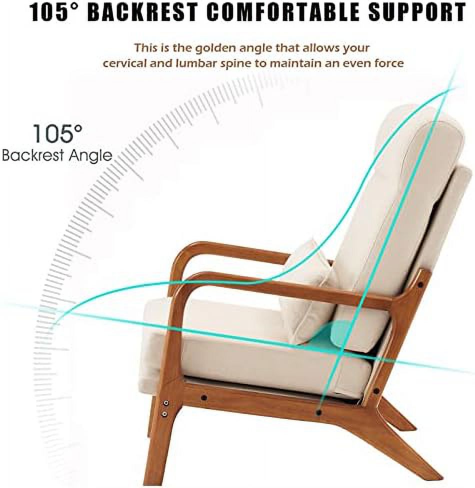 Accent Chair with Pillow Linen Fabric Armchair T438352