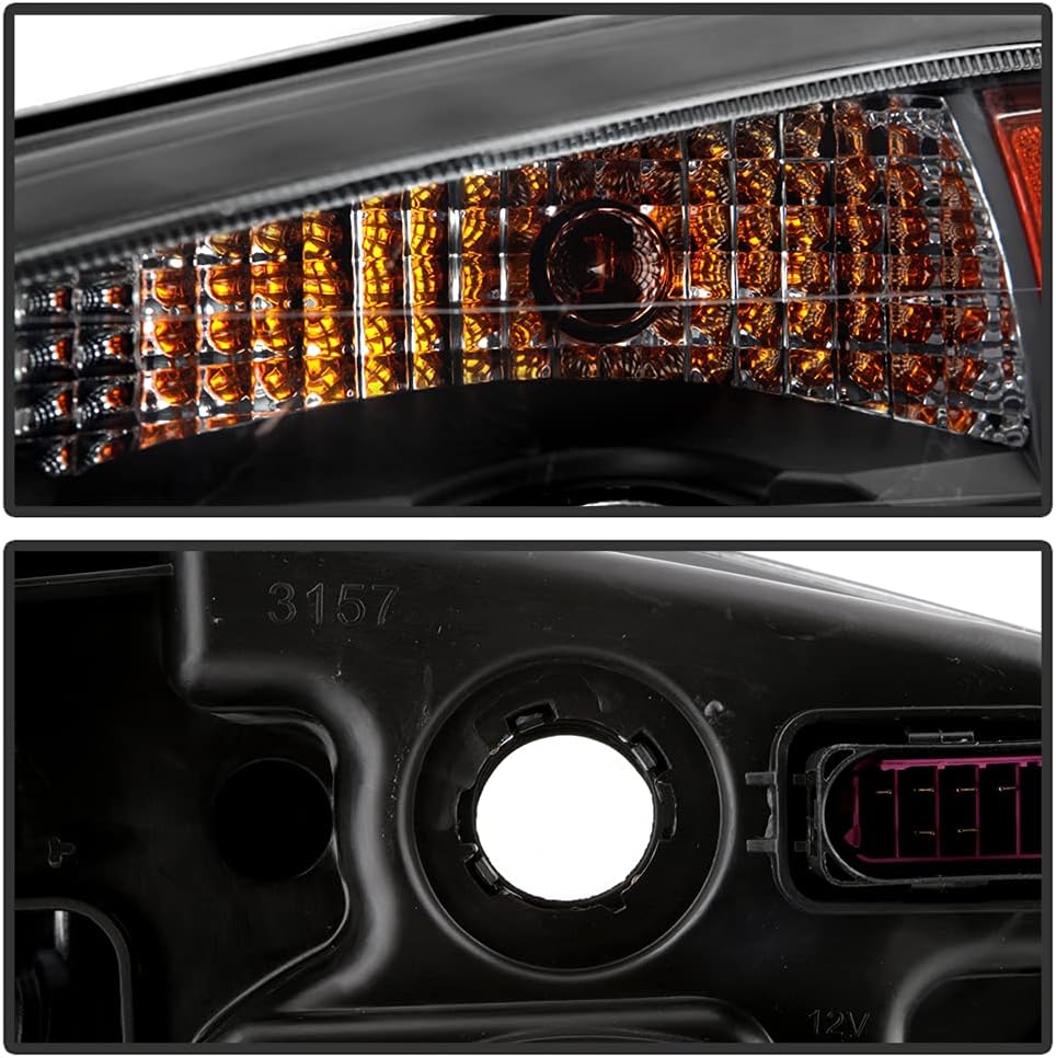 Black Housing Projector Headlight Headlamps Pair Set R759