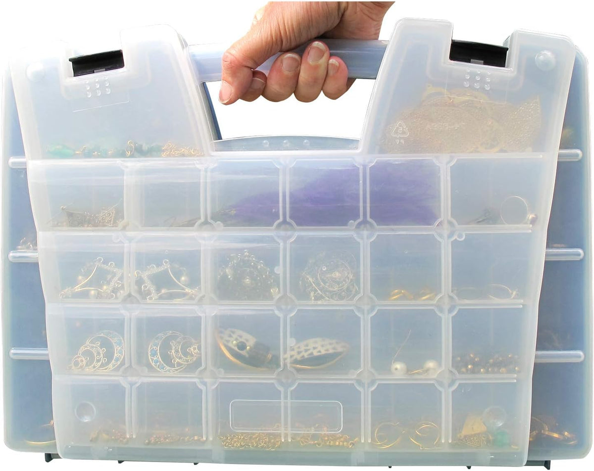 Multi Compartment Hardware and Crafts Portable Organizer Storage Case, Blue Pack of 2 O518229