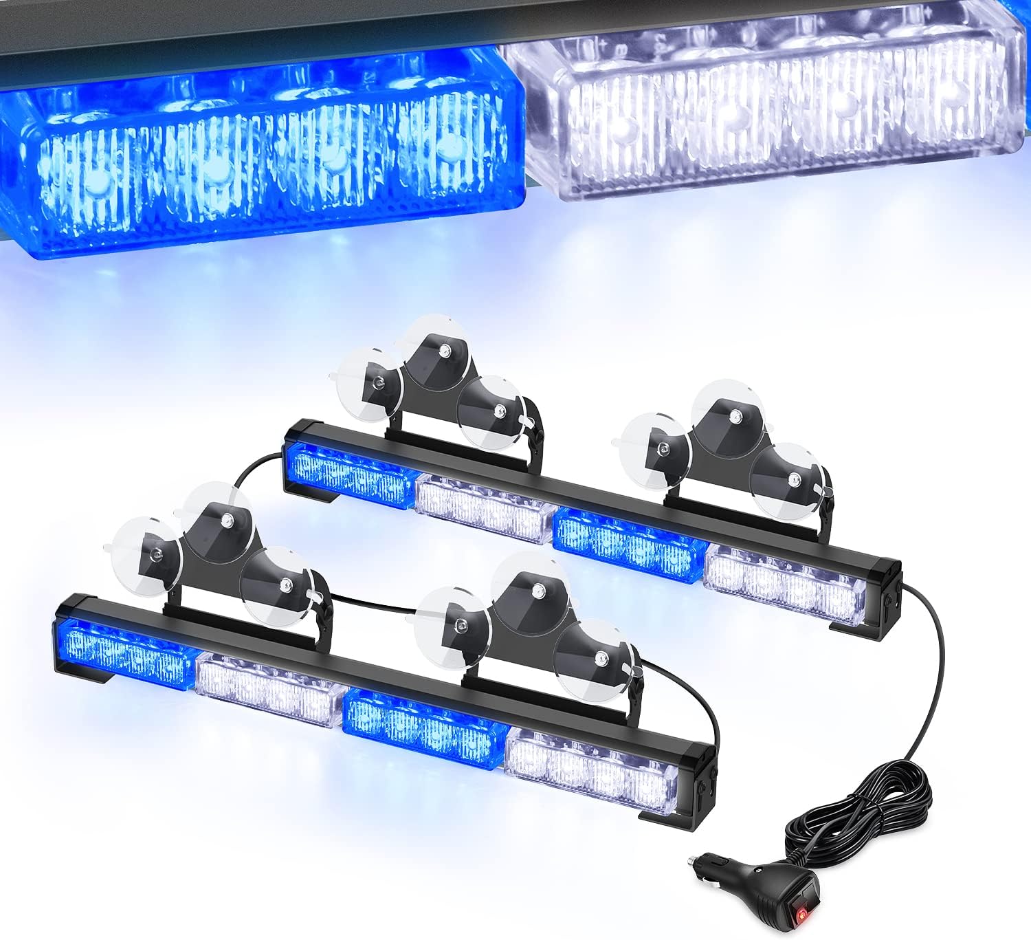 2 In 1 17Inch 32LED Emergency Strobe Light Bar with Cigar Lighter X1944