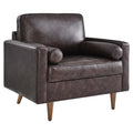 Brown Leather and Dense Foam Armchair Y415