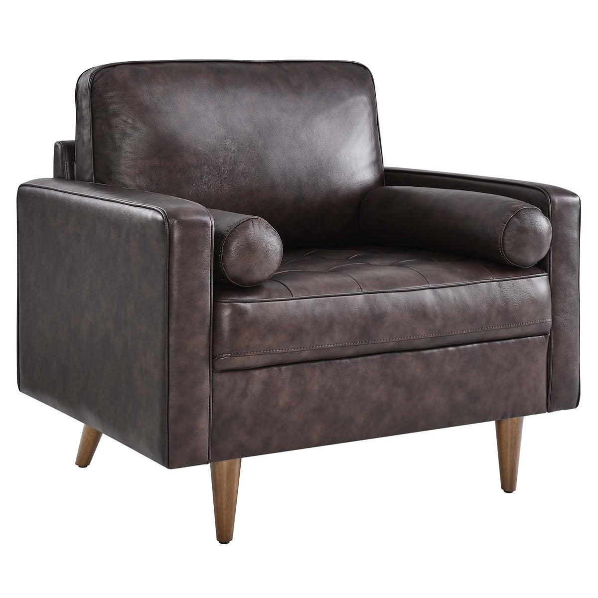 Brown Leather and Dense Foam Armchair Y415