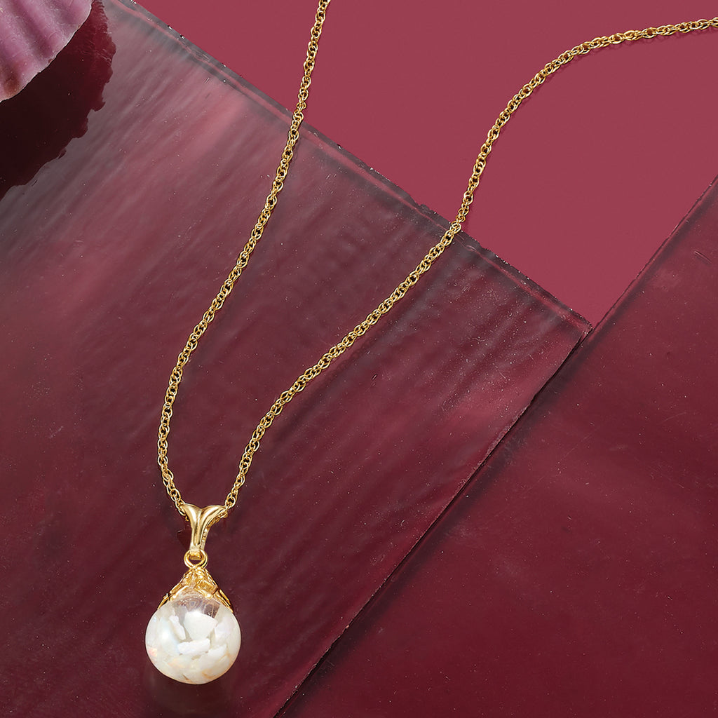 Floating Opal Pendant Necklace in 14kt Yellow Gold W3426