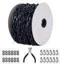 Black Plastic Safety Barrier Chain with 12 S-Hooks and 12 Carabiner Clips I126407