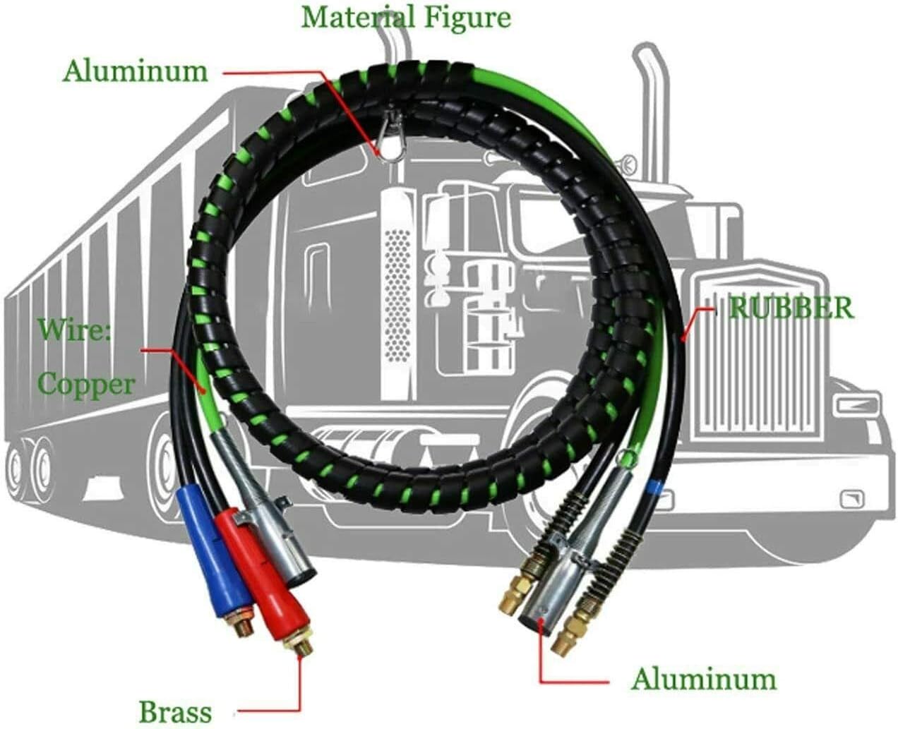 12FT 3 in 1 ABS Electrical and Rubber Air Line Hose Assemblies U377
