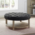 Dark Grey Round Button Tufted Ottoman Q32287