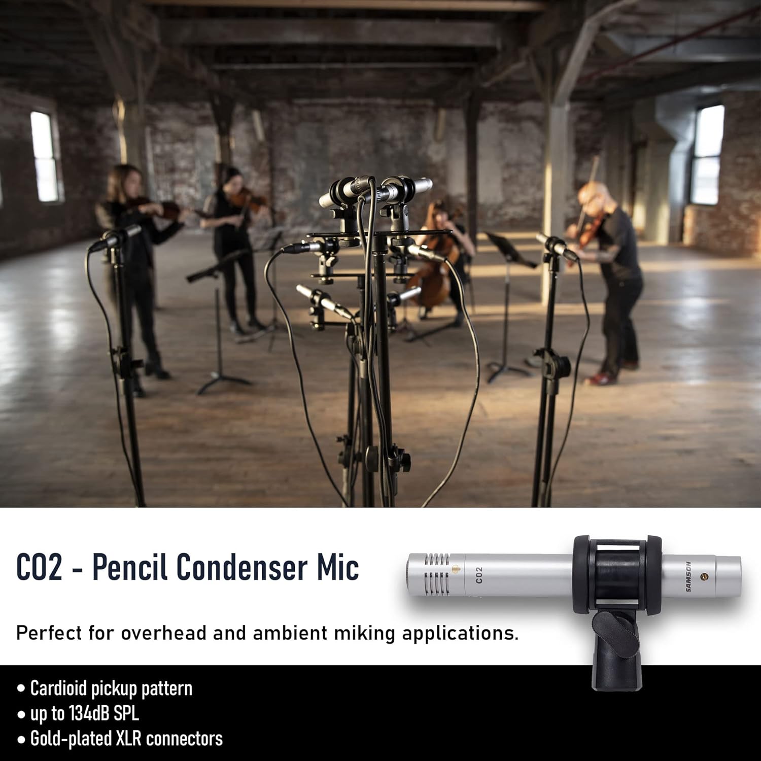7-Piece Drum Microphone Kit with 2 Mic Boom Stands and 7 XLR Mic Cables Z6488