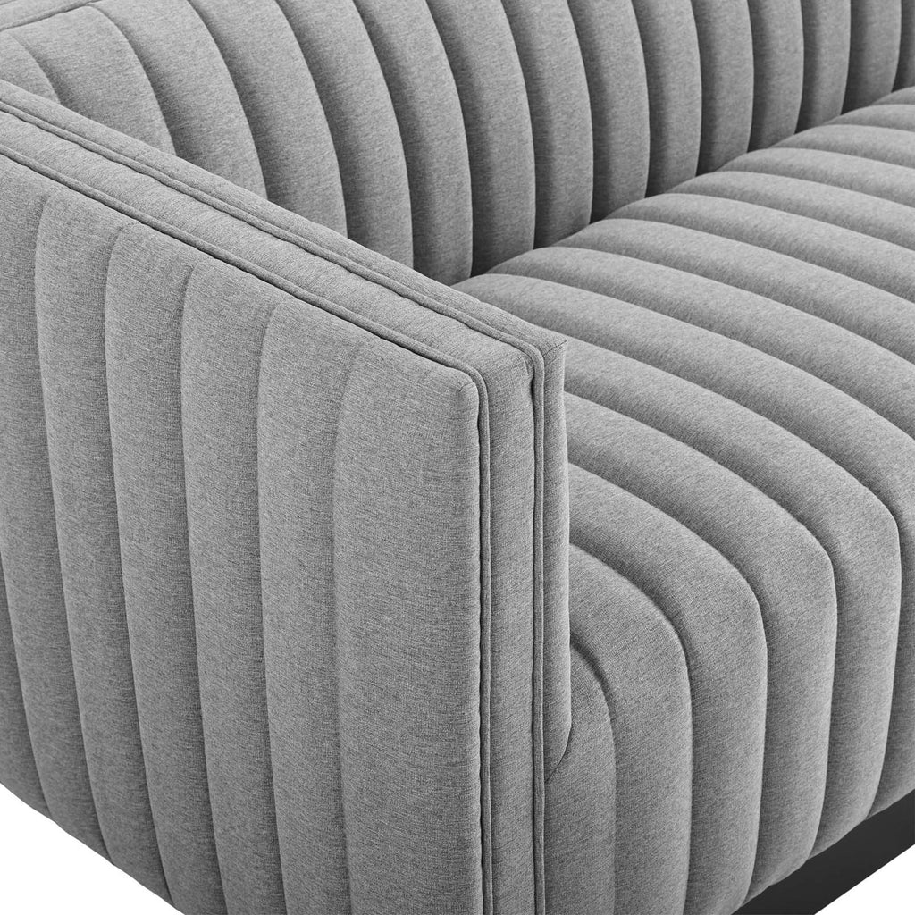 Light Gray Tufted Upholstered Fabric Sofa P6099