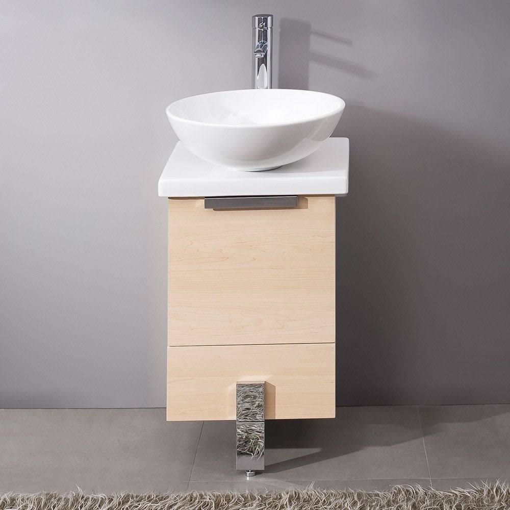 16x22 Light Walnut Bathroom Cabinet with Top & Vessel Sink H2366