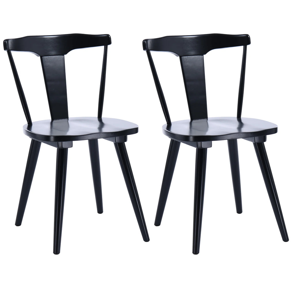 Black Wood Slat Back Dining Chair Set of 2 I206505