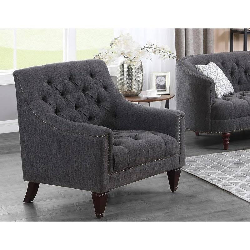 Grey Linen Chair with Nailheads Z651755