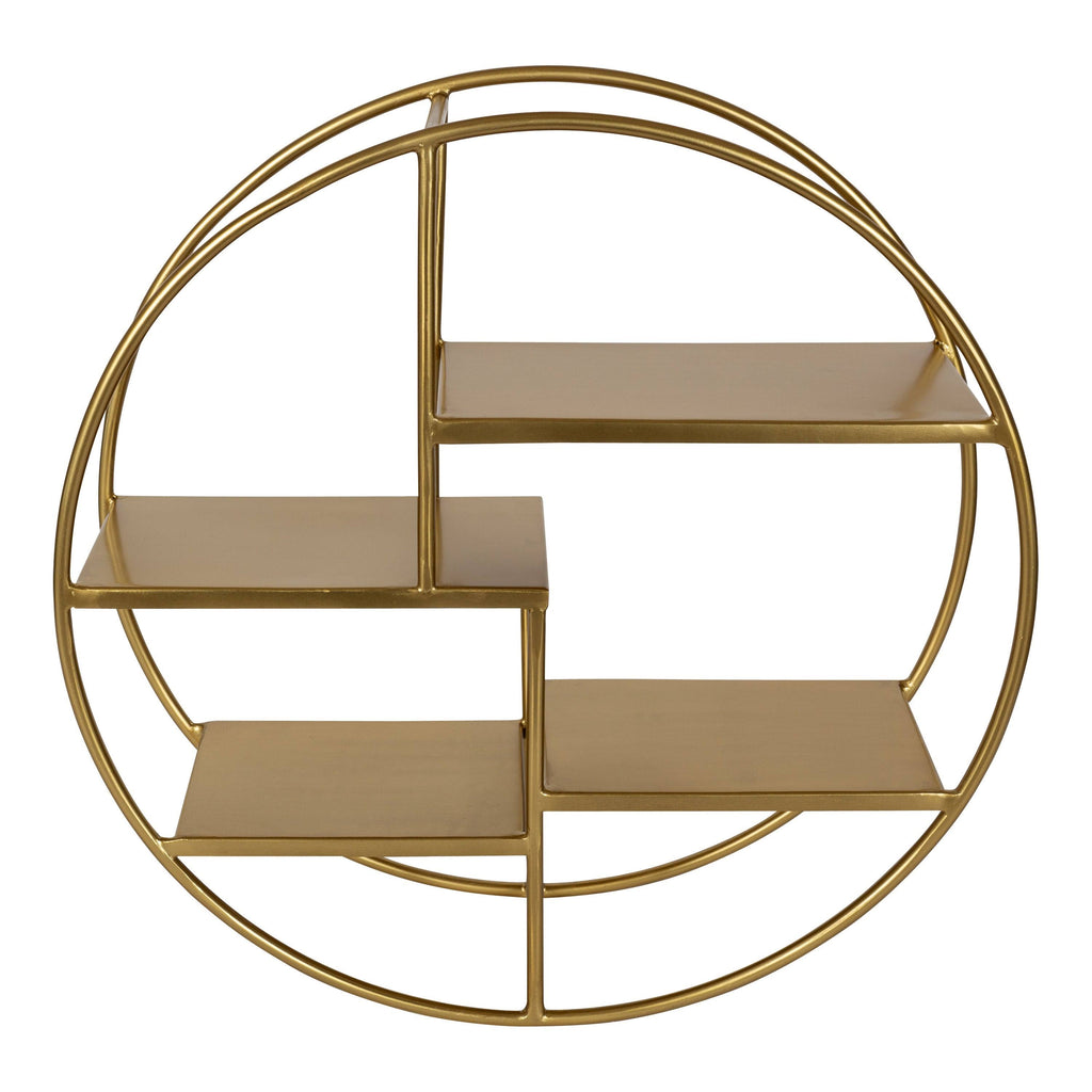 Gold Round Wood Wall Shelf Y3926