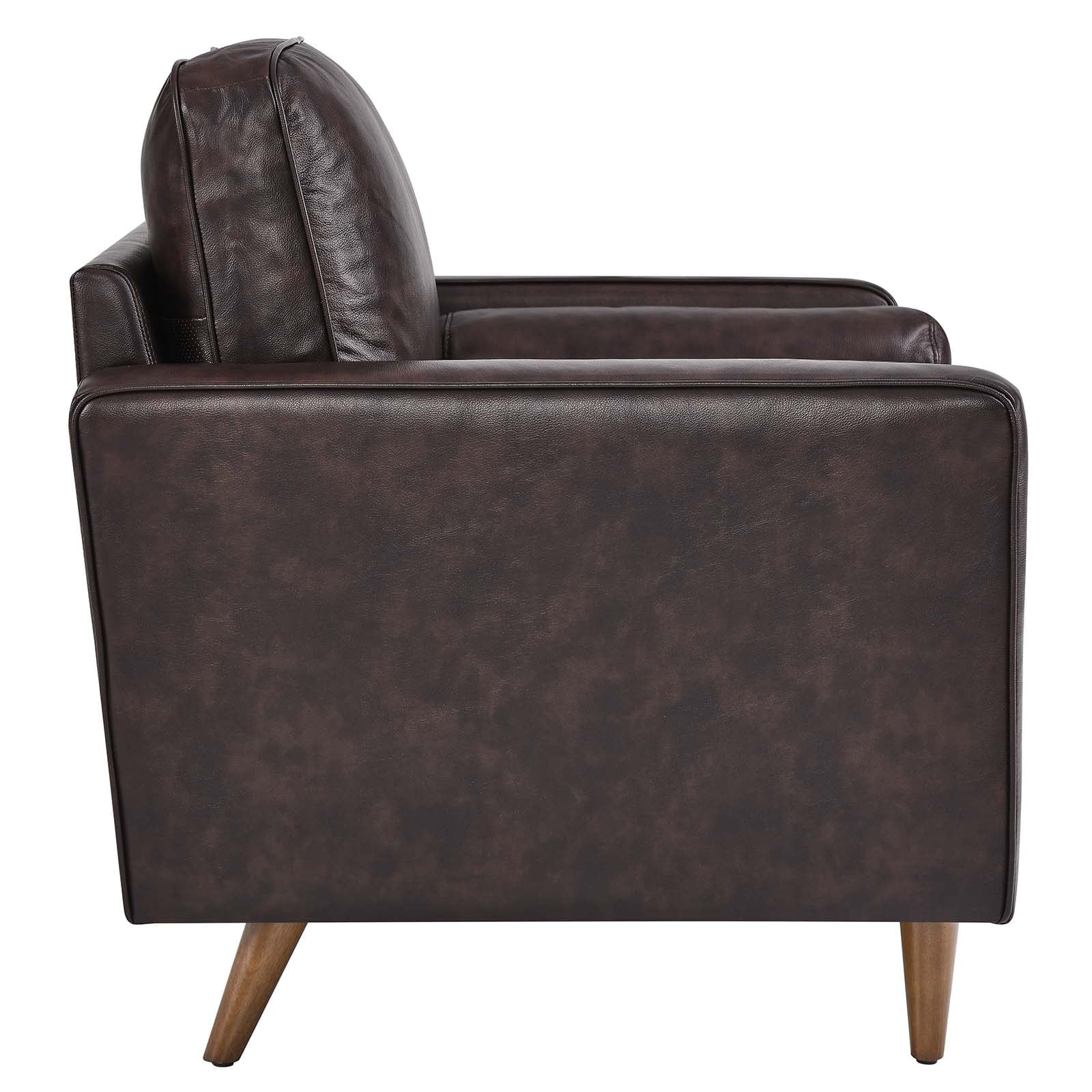 Brown Leather and Dense Foam Armchair Y415
