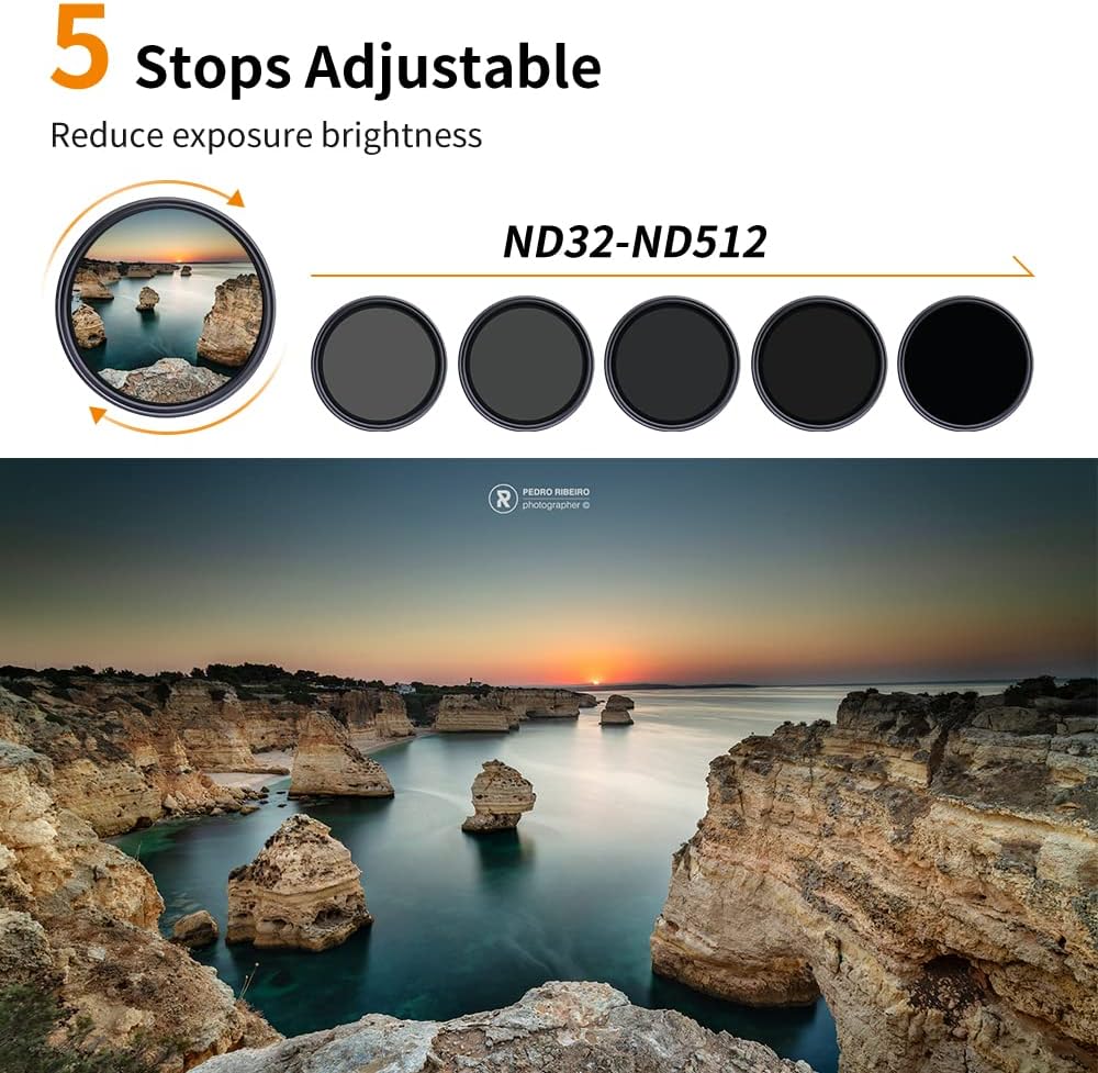 67mm Variable ND Filter ND32-ND512 (5-9 Stops) HD Neutral Density Lens Filter Pack of 2 G919193