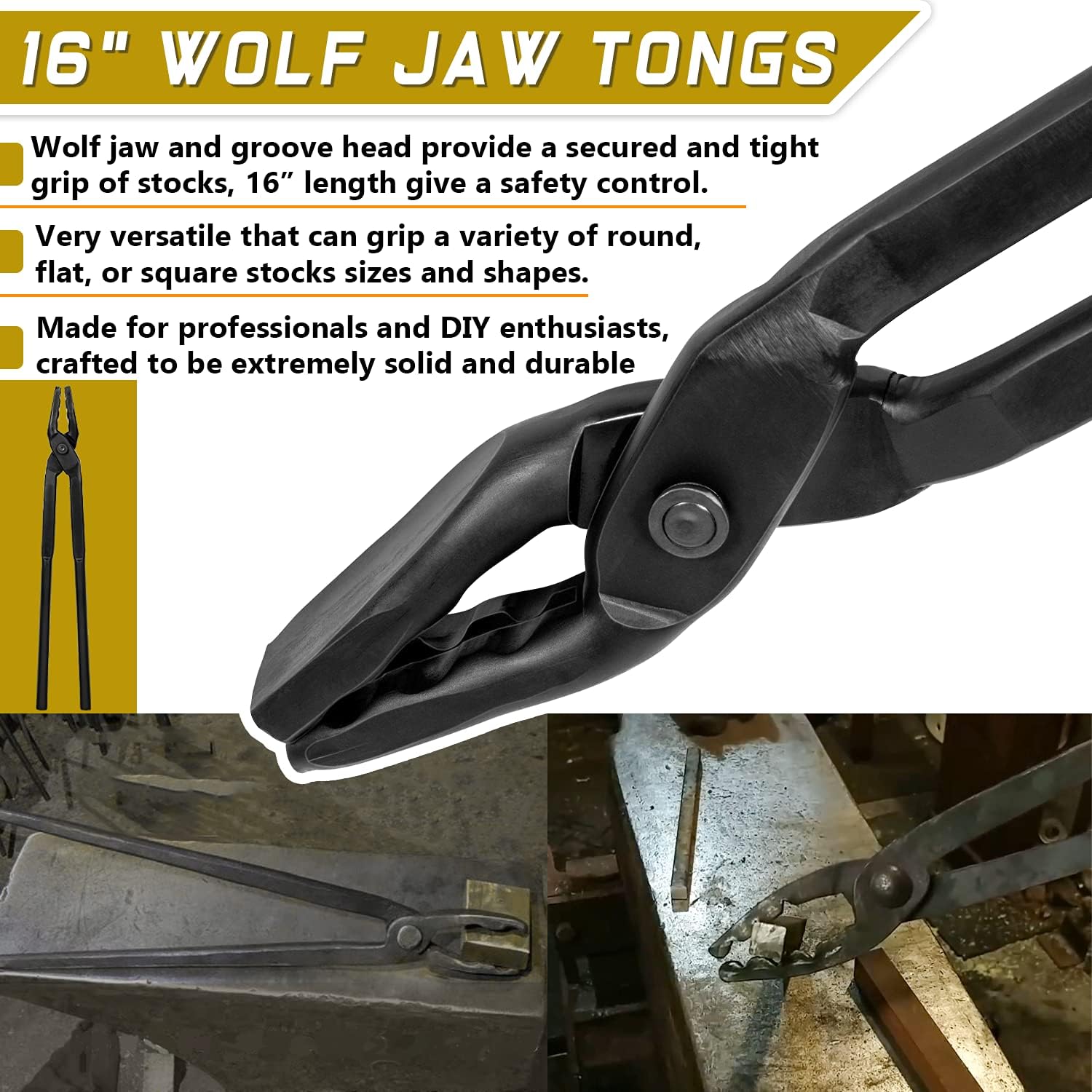 16” Wolf Jaw Tongs and Hammer Tool Set, Pack of 2 R660951
