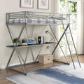 Twin Loft Bed with Desk, Ladder, and Guardrails - Silver J239