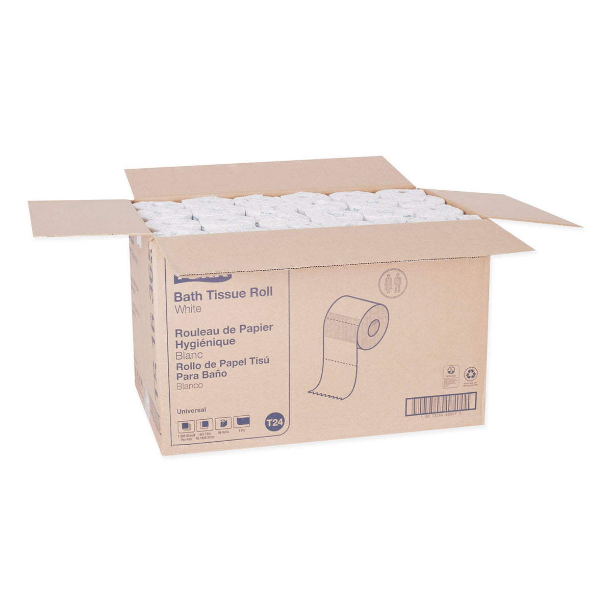 White 1-Ply Bath Tissue, 1000 Sheets/Roll, 96 Rolls/Carton W78282