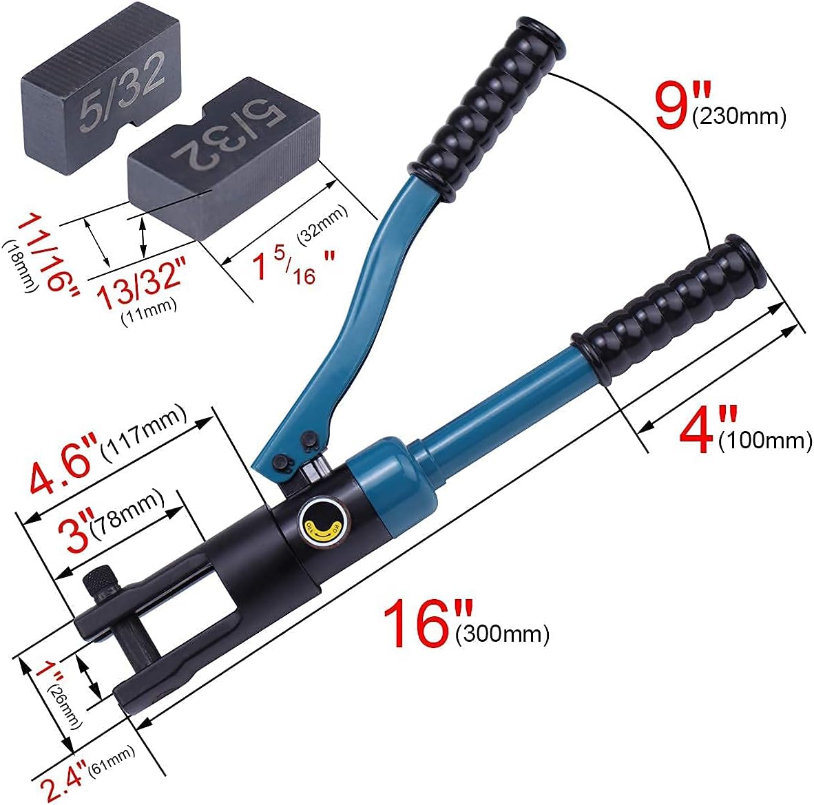 5/32 Stainless Steel Wire Rope and Hydraulic Hand Crimper Swage Tool 60Ton U554631