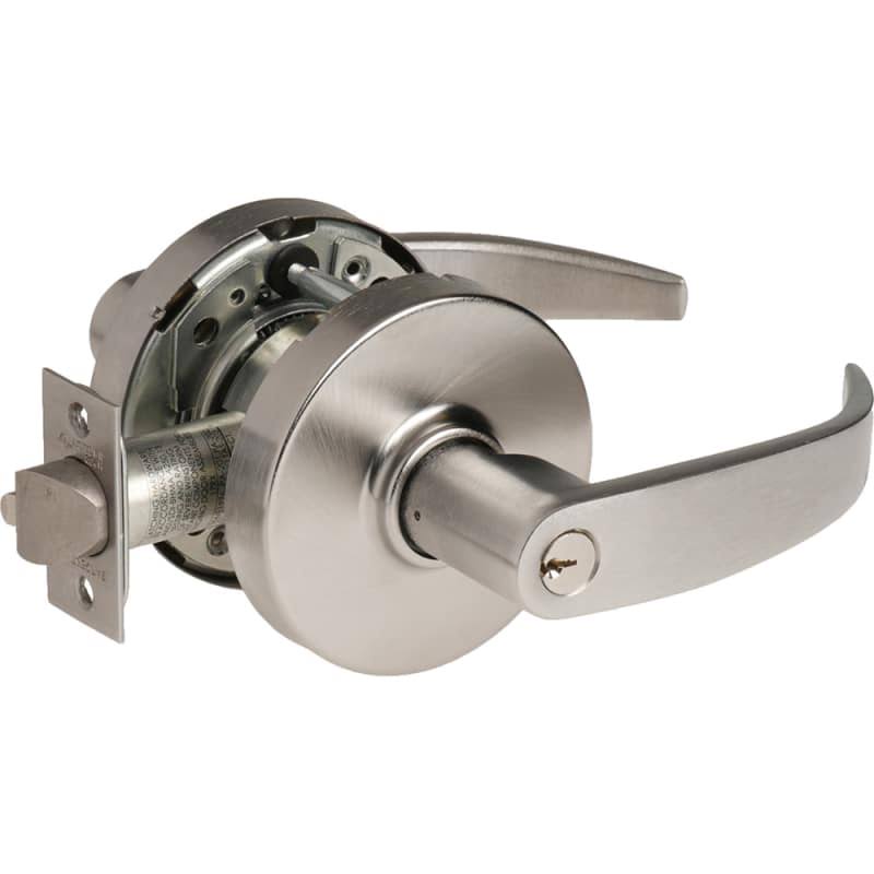 10 Line Panic Proof Grade 1 Keyed Entry Single Cylinder Door Lever Set with P Lever and Push Button Turn Lock C44686