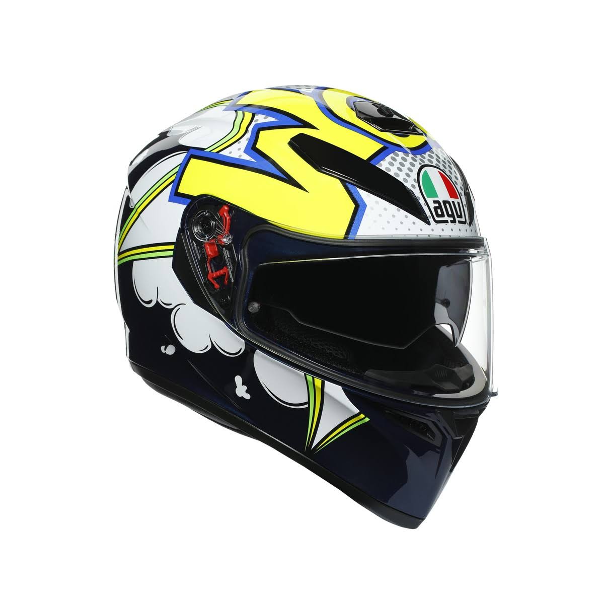 Blue/White/Yellow XL Motorcycle Helmet E7163