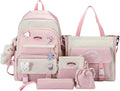 5Pcs Backpacks Combo Set with Bear Pendant & Pins Z4271