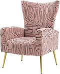 Navy Velvet Wingback Accent Chair with Metal Gold Legs M60384