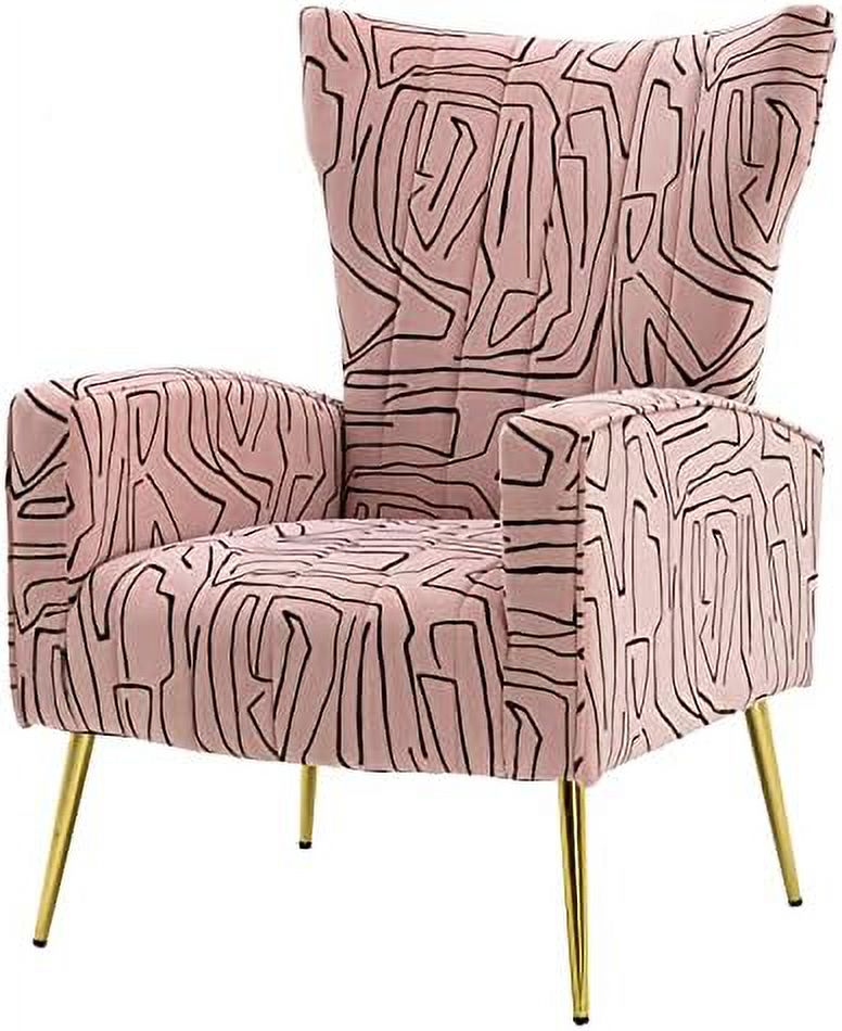 Navy Velvet Wingback Accent Chair with Metal Gold Legs M60384
