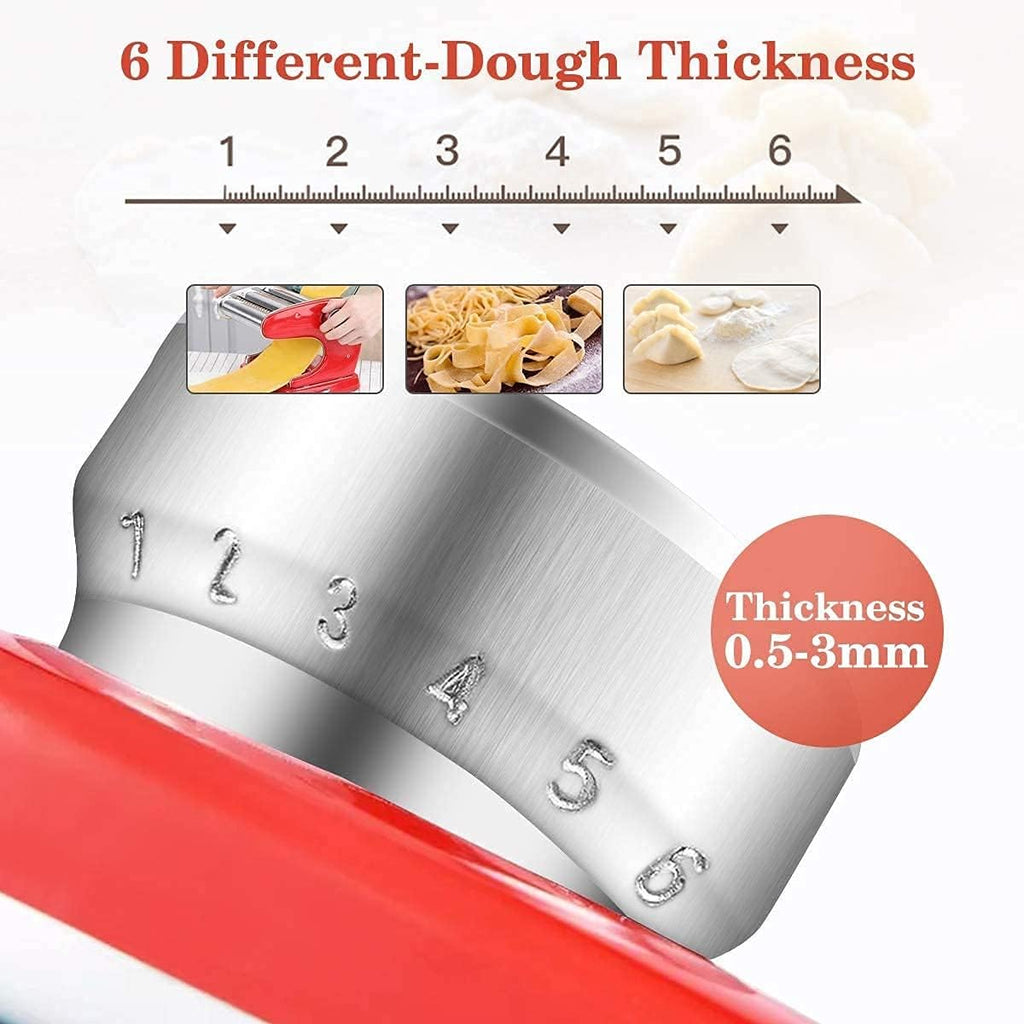 Stainless Steel Manual Pasta Maker Machine with 3 Cutters, 8.7 inches W236
