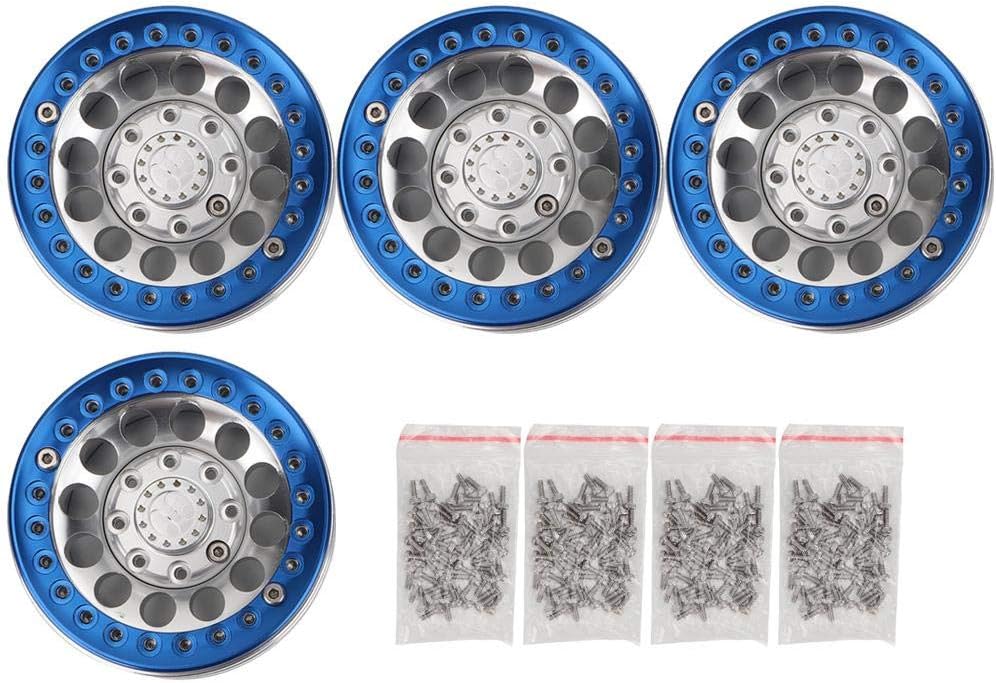 4Pcs 1.9 Inch Beadlock Wheel Rim Hub Accessory for RC Crawler Car (Black Red) K992