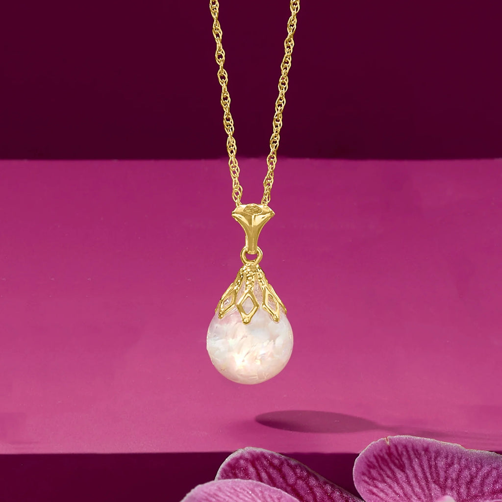 Floating Opal Pendant Necklace in 14kt Yellow Gold W3426