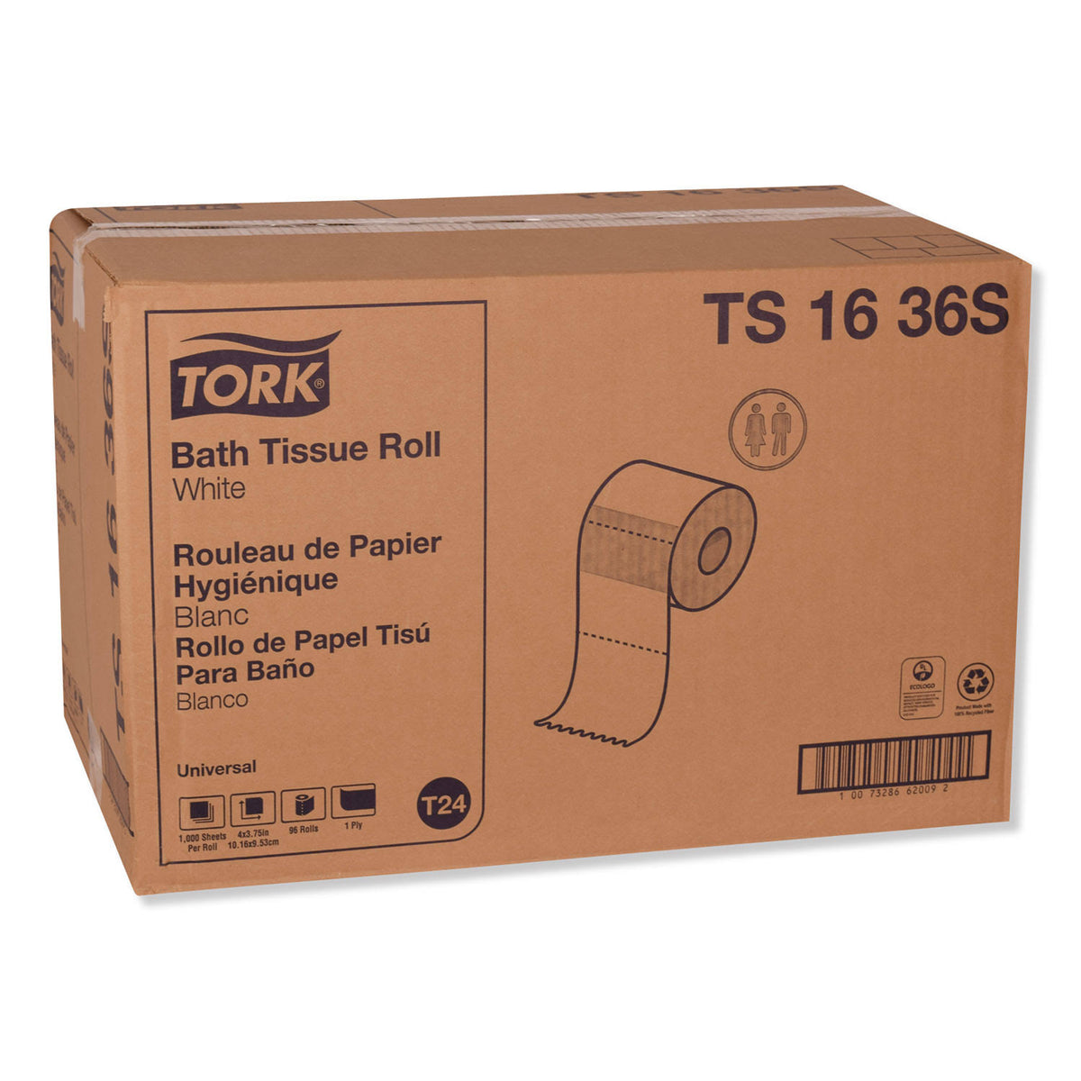 White 1-Ply Bath Tissue, 1000 Sheets/Roll, 96 Rolls/Carton W78282