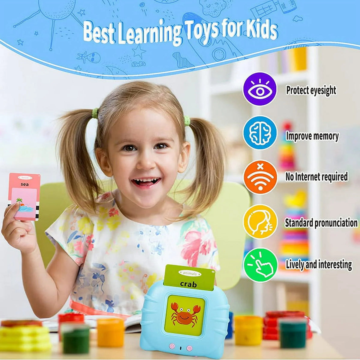 ABC Talking Flash Cards with 224 Sight Words, Montessori Toys for Toddlers, Pink X234