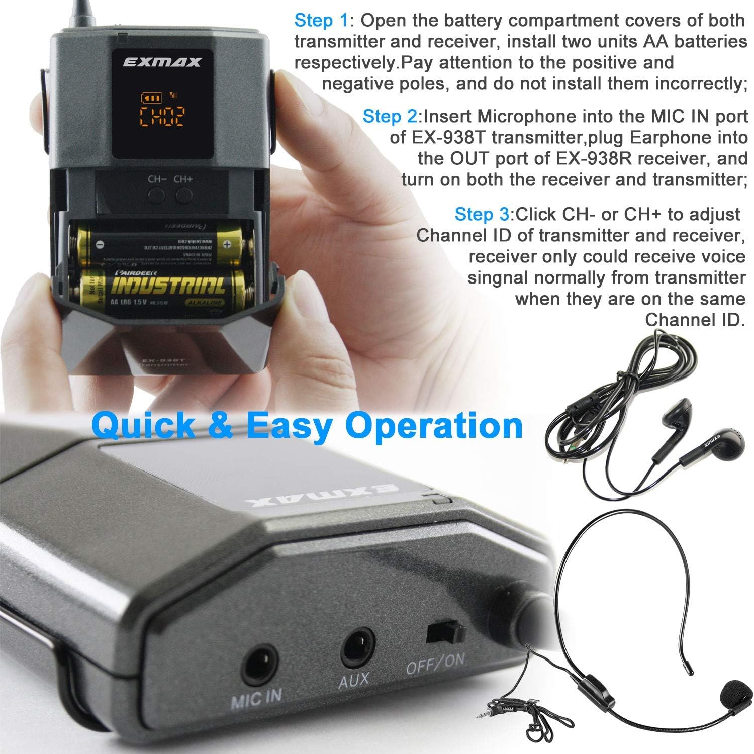 Wireless Headset Microphone Tour Guide System (1 Transmitter 20 Receivers with Silver Aluminum Storage Case) W93395
