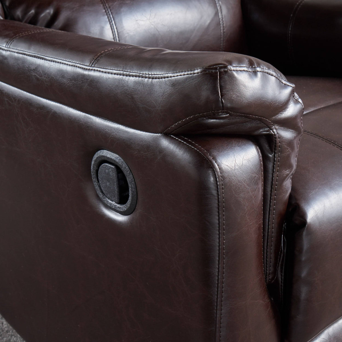 Tufted Brown Leather Swivel Gliding Recliner Chair F192650