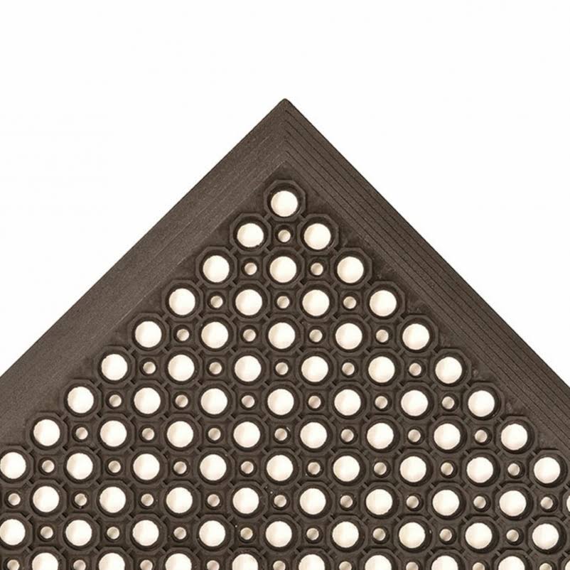 Rubber Drainage Mat, 3' Width x 10' Length, Black N3788