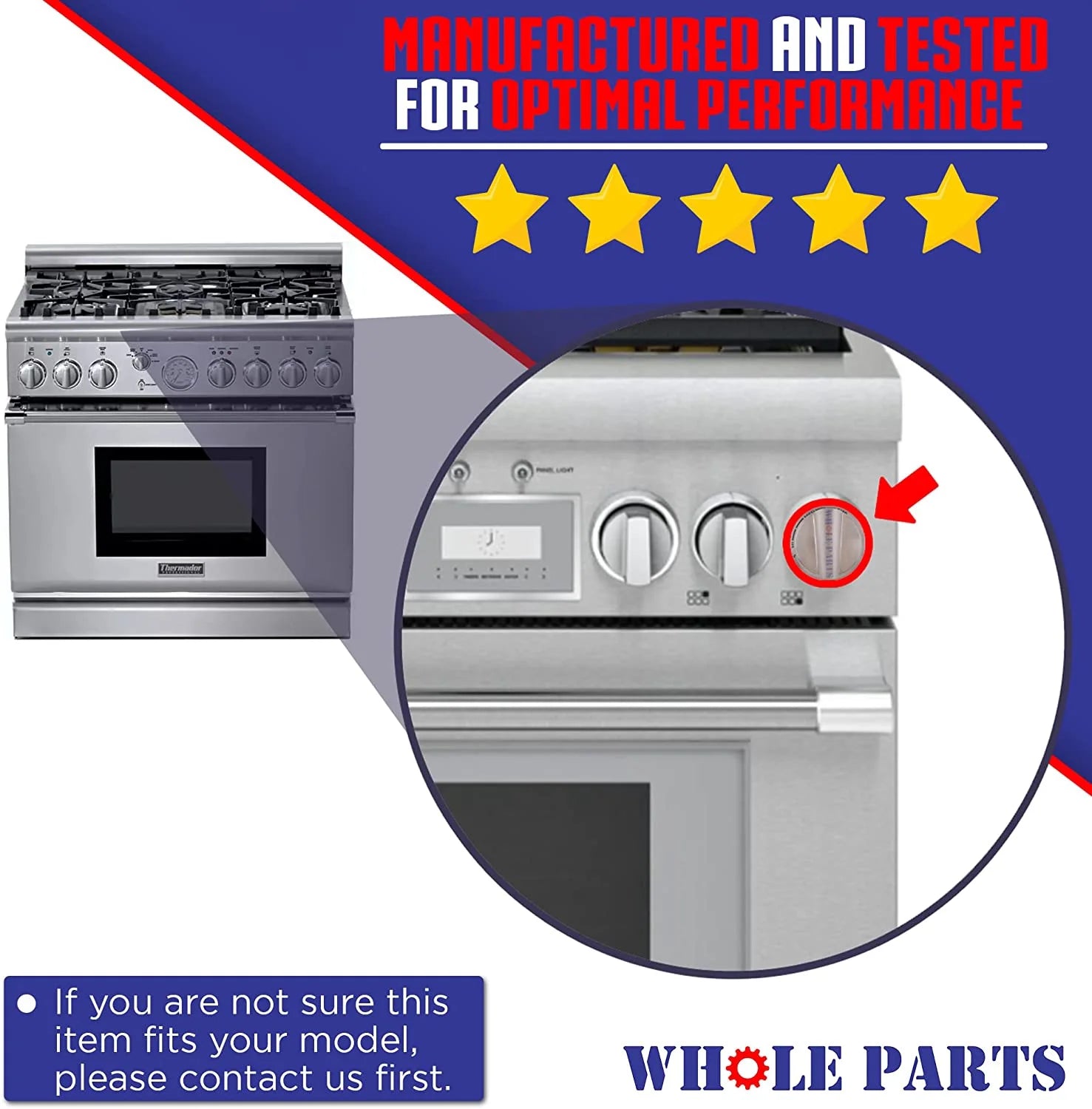 Range or Burner Knob Replacement for Bosch, Thermador, Gaggenau Ovens & Ranges A3958