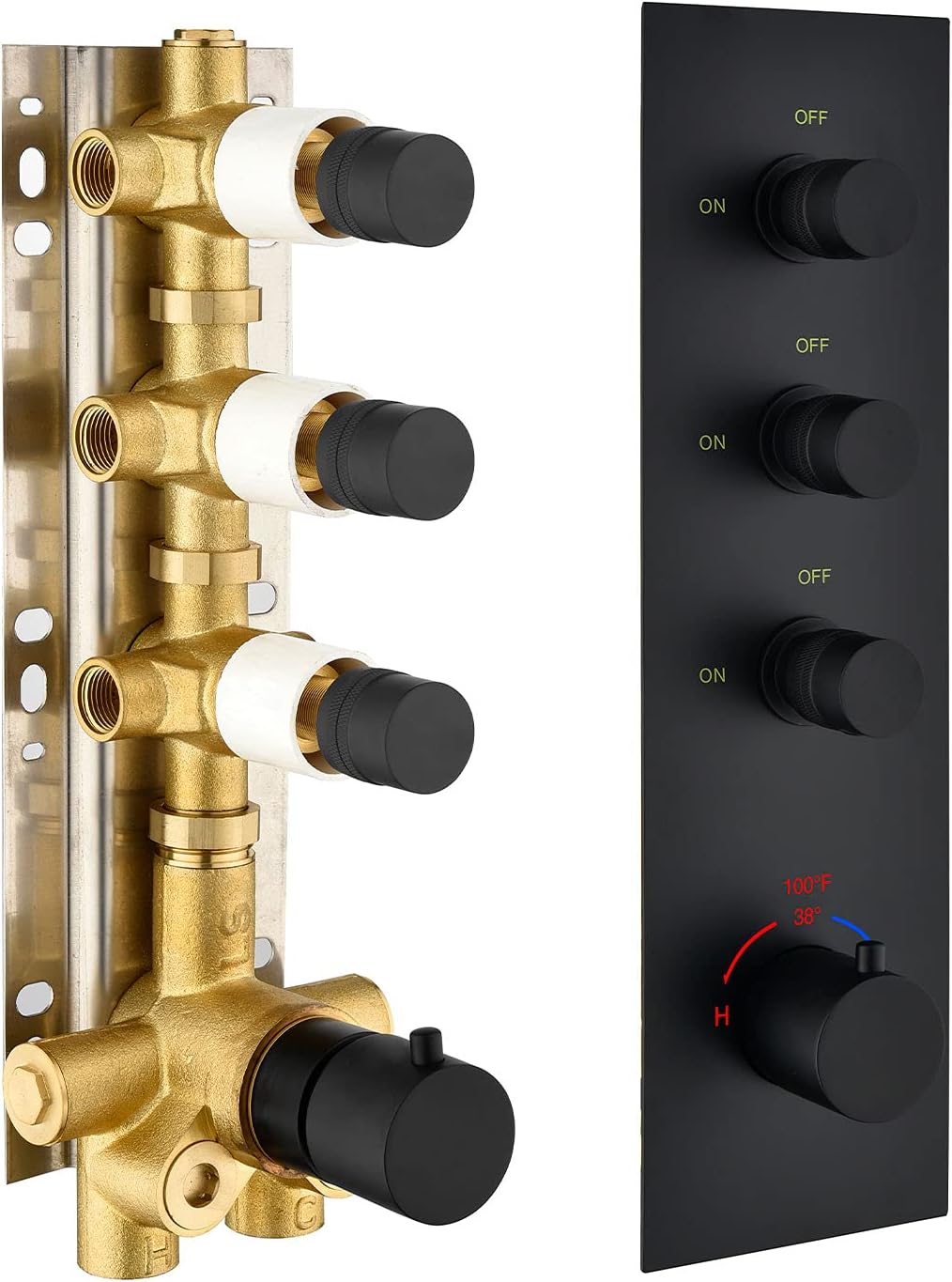Brushed Nickel Solid Brass Shower Diverter Thermostatic Mixer Valve with Trim S109445
