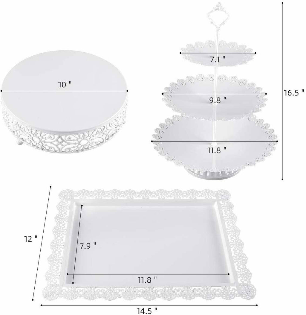 White Metal 3 Piece Cake Stand Set W25860