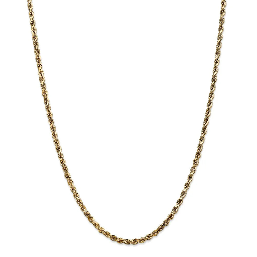 14kt Yellow Gold Diamond-Cut Rope Chain 24 inch Lobster Clasp Y765071
