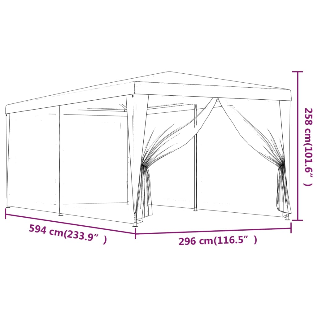 Party Tent with 6 Mesh Sidewalls Blue 9.8'x19.7' HDPE Y451