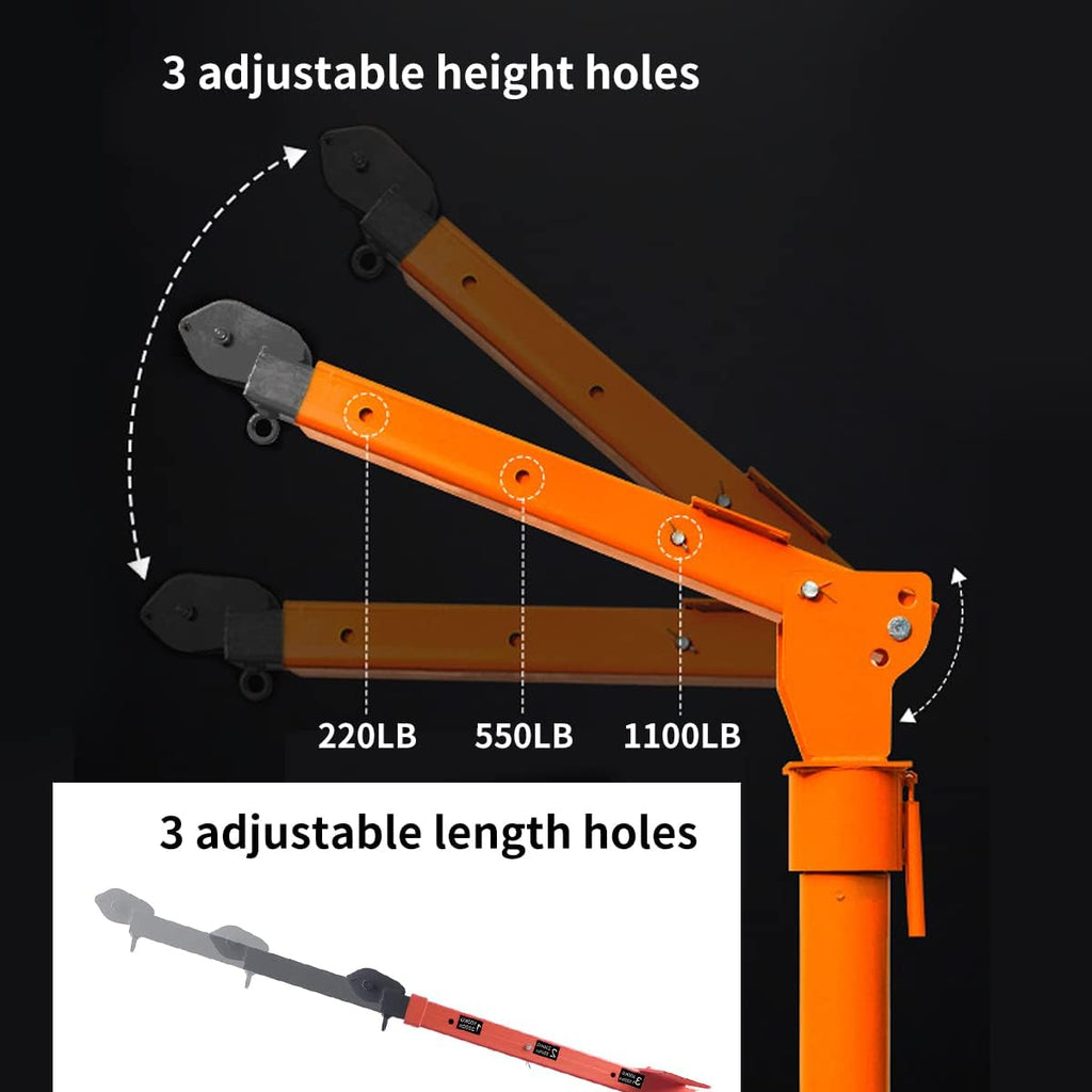 1100lb Folding Truck-Mounted Crane with Electric Winch 3500 lb 12V Painted Steel 360 Swivel R8251