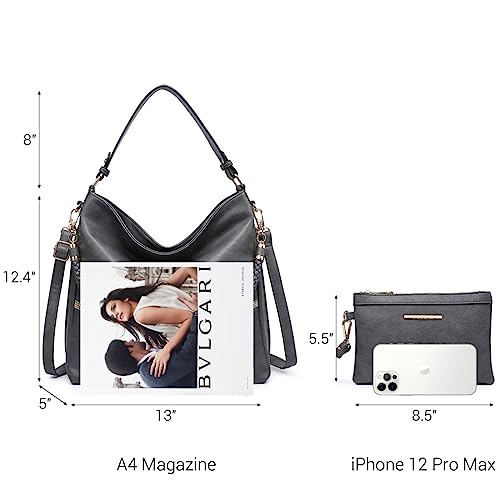 Vegan Leather Shoulder Bucket Tote Bag Set with Long Strap Z6752