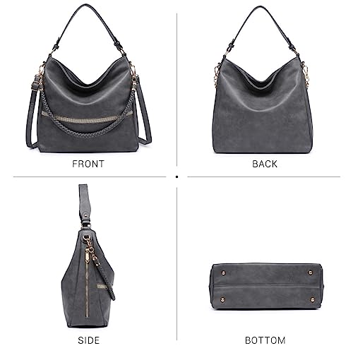 Vegan Leather Shoulder Bucket Tote Bag Set with Long Strap Z6752