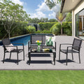 4 Pieces Textilene Metal Outdoor Patio Conversation Set with Loveseat Tea Table L5314